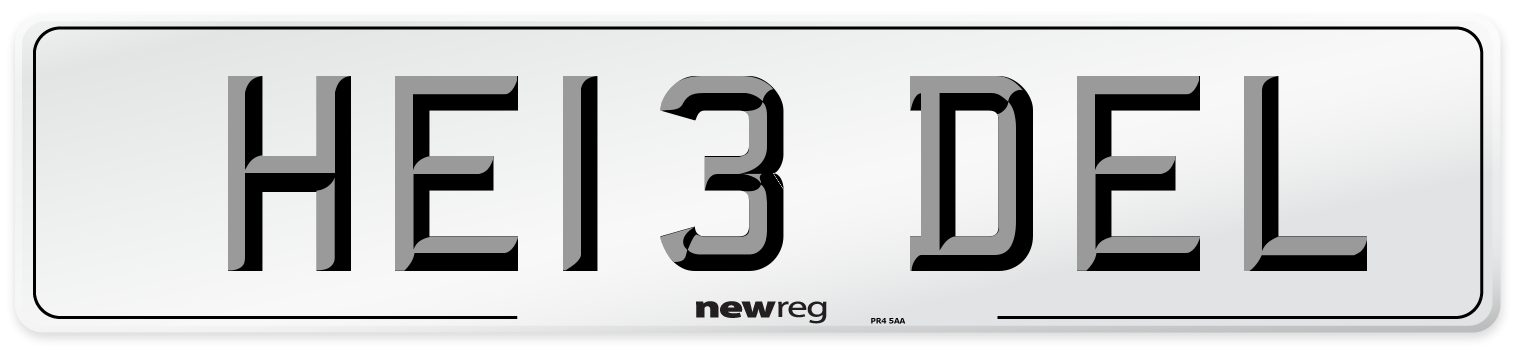 HE13 DEL Number Plate from New Reg